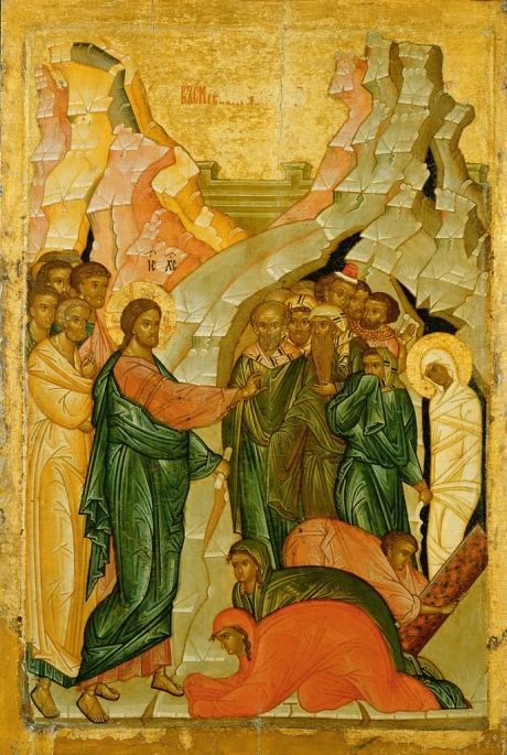 Unbekannter_Kuenstler_-_The_Raising_of_Lazarus_Russian_icon_Novgorod_School_-_(MeisterDrucke-931488).jpg
