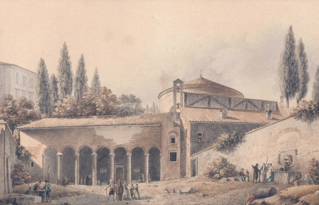 nicolle victor jean - vue de la cour - du portique et de l entree de l eglise saint etienne-le-rond.jpg